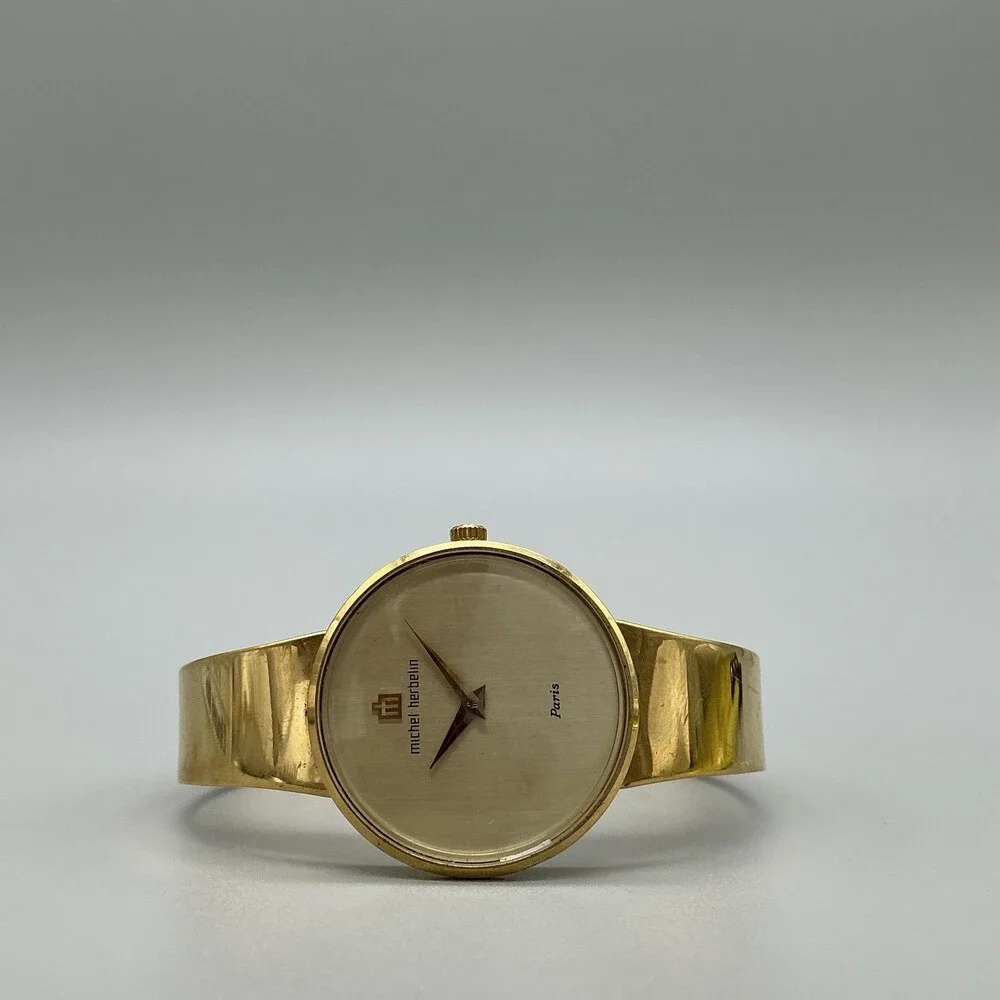 Vintage Michel Herbelin Womens Watch 29mm Champagne Dial Gold Tone Manual 6.5